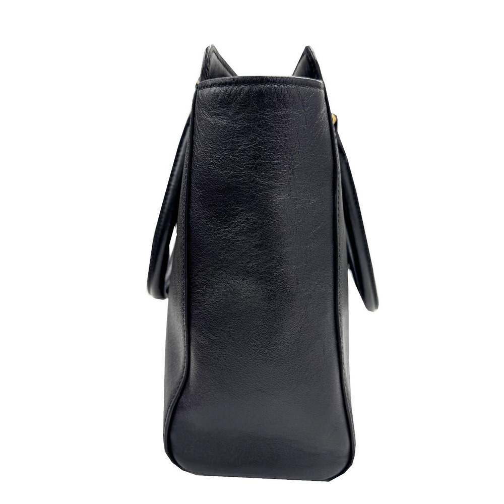 Prada metal logo handbag leather shoulder bag Saffiano black
